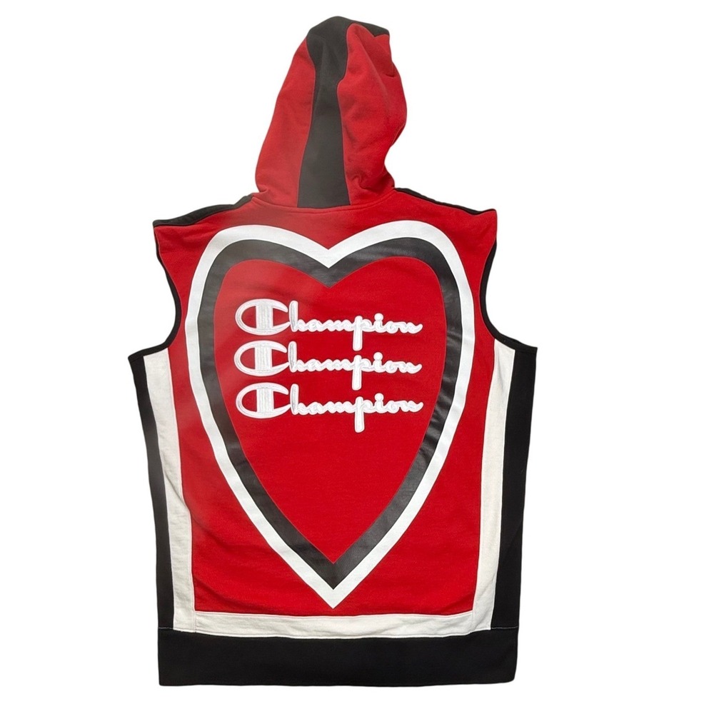 Champion Reverse Weave Sleeveless Hoodie Vest Red Heart Graphic WL6027 XS/M